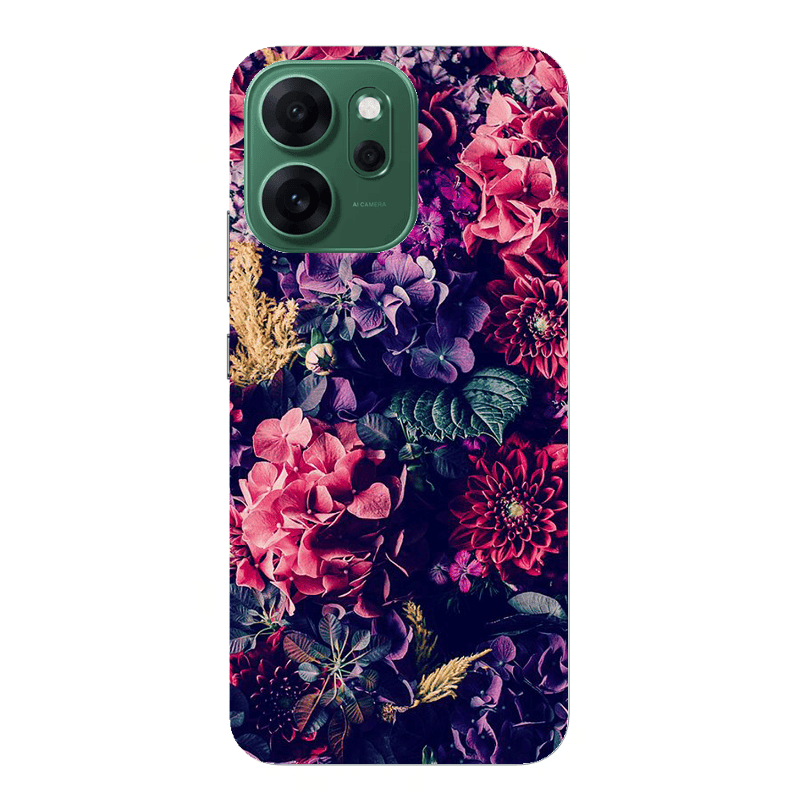 Oppo 14 F Purple and pink flowers Transparent Silicone TPU Θήκη